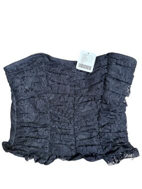 NWT Black Small Lace Strapless Ruffled Tube Top